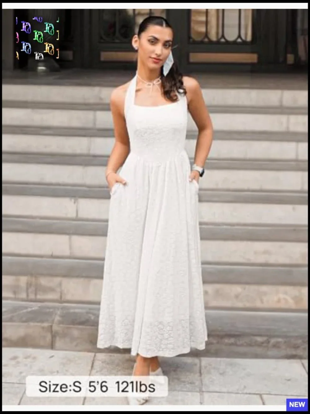 Floral Halter Maxi Dress Elegant A-Line Summer Wedding Guest Cocktail Party - Picture 6 of 7